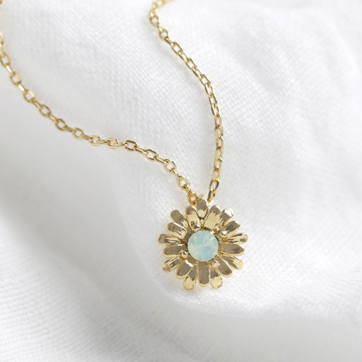 Real handmade Daisy flower pendant on 14 16 18 inch  quality Curb Chain necklace with gold leaf.