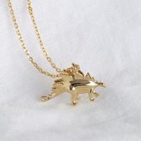 Gold Stegosaurus Dinosaur Necklace