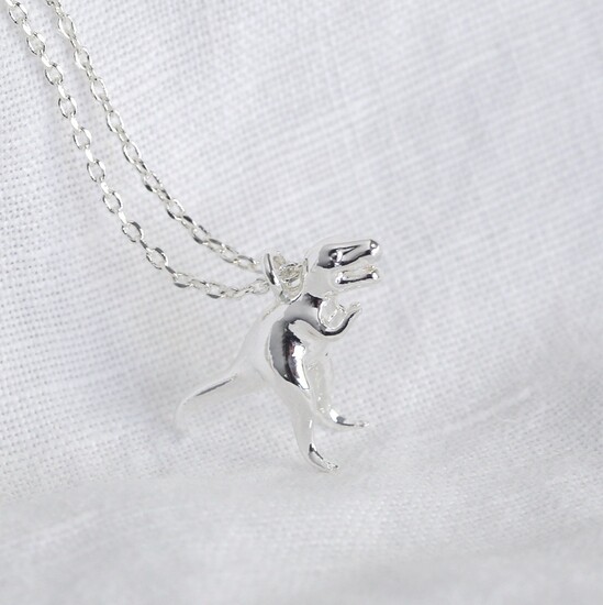 Silver T-Rex Dinosaur Necklace