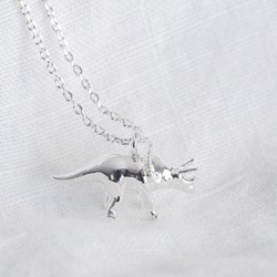 Silver Triceratops Dinosaur Necklace