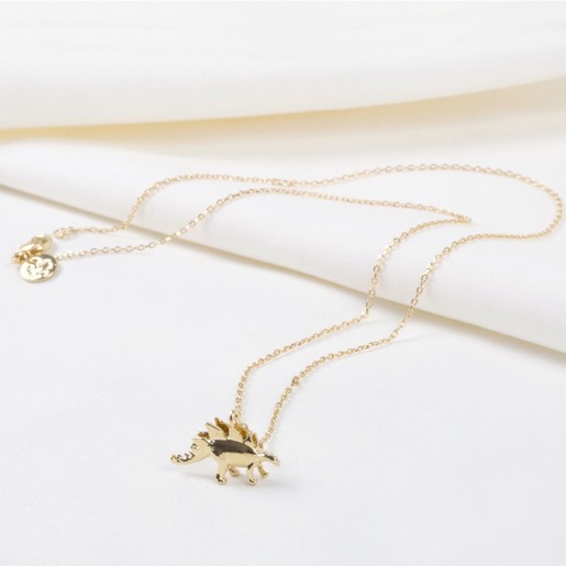 Gold Stegosaurus Charm Necklace Chain Length