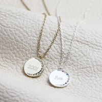 Personalised Rainbow Crystal Moon Disc Necklace