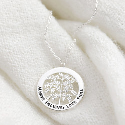 Personalised Silver Family Tree Disc Necklace