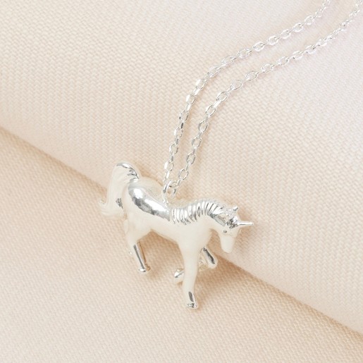 Silver Unicorn Pendant Necklace 