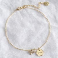 Personalised Gold Bee Charm Anklet