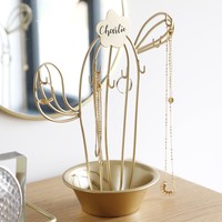 Personalised Gold Cactus Jewellery Holder