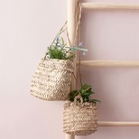 Set of 2 Hanging Wicker Baskets
