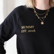 Lisa Angel Ladies' Personalised 'Mummy Est.' Sweatshirt in Black