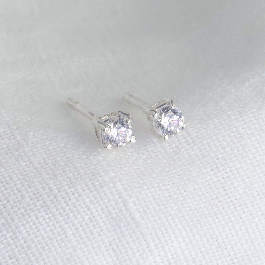 Arranview - Orecchini A Bottone In Argento 925 Con Cristallo Colore | Gioielli Eleganti E Luminosi Per Donna, Regalo Certificato
