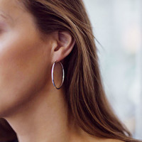 Small Sterling Silver 40mm Hoop Earrings