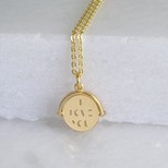 Gold Sterling Silver 'I Love You' Spinning Disc Necklace