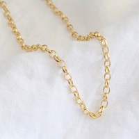 Gold Sterling Silver Oval Belcher Chain Necklace