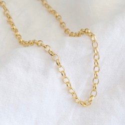 Gold Sterling Silver Oval Belcher Chain Necklace