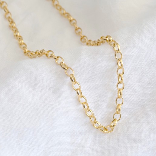 Gold Sterling Silver Oval Belcher Chain Necklace Lisa Angel