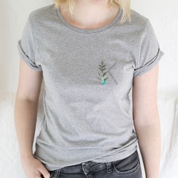Personalised Embroidered Floral Initial T-Shirt in Grey