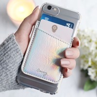 Casery Card Holder Phone Pocket in Iridescent Silver