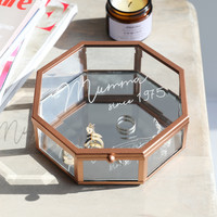 Personalised Copper and Glass Hexagonal Jewellery Box