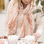 Soft Pink Marbled Effect Scarf