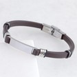 Lisa Angel Men's Brown Leather and Stainless Steel Plaque Bracelet