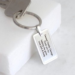 Personalised Stainless Steel Rectangular Plaque Keyring