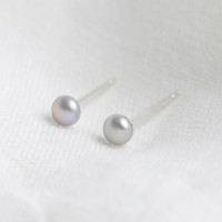 Tiny Grey Sterling Silver Freshwater Pearl Stud Earrings