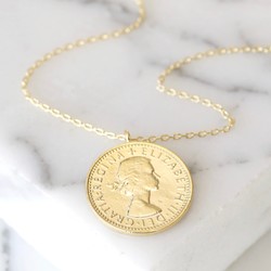 Estella Bartlett Lucky Sixpence Necklace in Gold