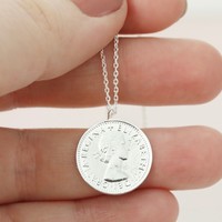 Estella Bartlett Lucky Sixpence Necklace in Silver