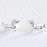 Tiny Sterling Silver Sausage Dog Stud Earrings