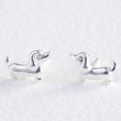 Dachshund Earrings For Women Silver Small Stud Wiener Dog Jewelry NEW