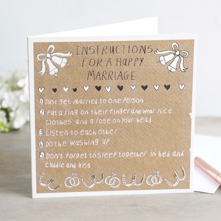 arthouse unlimited 'instructions for a happy marriage' greeting card