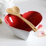 Personalised Sagaform Heart Bowl and Wooden Ladle Set