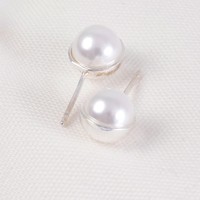 White Pearl and Silver Ball Stud Earrings