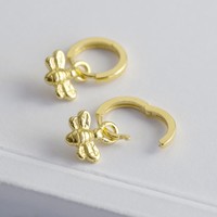 Gold Sterling Silver Bee Huggie Hoop Earrings