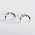 Lisa Angel Ladies' Sterling Silver Crystal Rainbow Stud Earrings