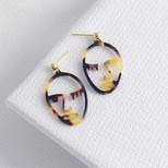 Tortoiseshell Winking Face Drop Earrings