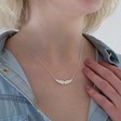 Angel Wings Pendant Necklace in Silver on Model