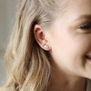 Brushed Mixed Metal Triple Star Stud Earrings on Model