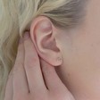 Sterling Silver Crystal Rainbow Stud Earrings on Model