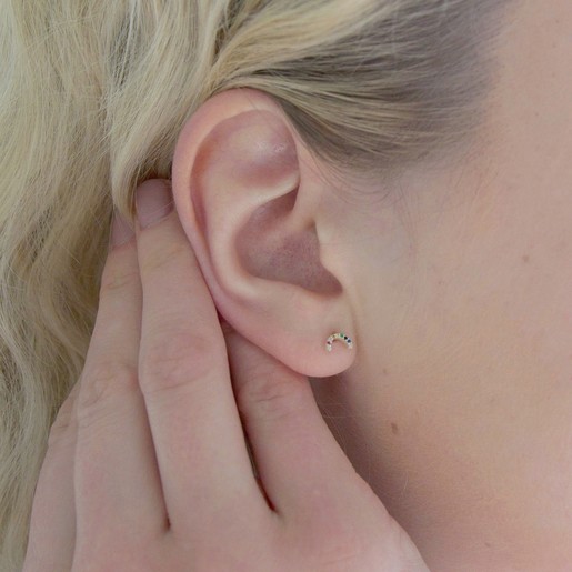 Sterling Silver Rainbow Stud Earrings – Bijou Jewellery