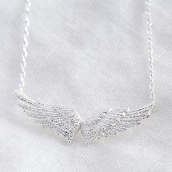 Angel Wings Pendant Necklace in Silver