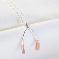 Silver Dipped in Rose Gold Wishbone Necklace