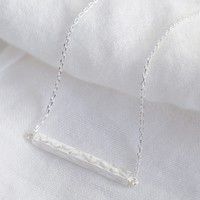 Hammered Horizontal Bar Necklace in Silver