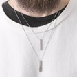 Lisa Angel Men's Gunmetal Silver Bar Necklace