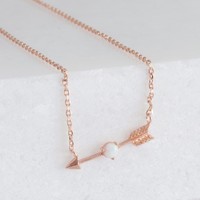 Rose Gold Arrow and Opal Necklace
