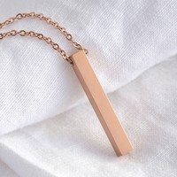 Rose Gold Stainless Steel Bar Necklace