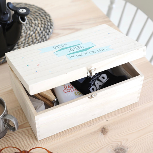 Lisa Angel Men's Personalised Banner Wooden Hamper Box