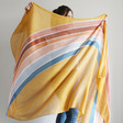 Personalised Lightweight Rainbow Stripe Scarf with Model