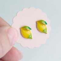 Enamel Lemon Stud Earrings