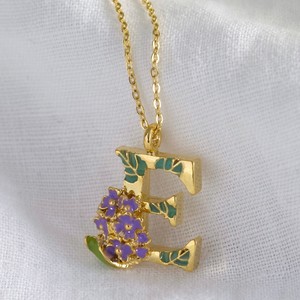 Floral Initial Necklace in Gold - E