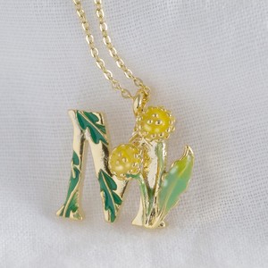 Floral Initial Necklace in Gold - M